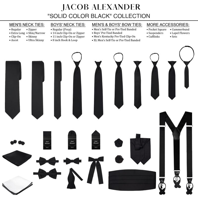 Jacob Alexander Boy's Kids Pretied Banded Adjustable Solid Color Bowtie - Black - Image 4